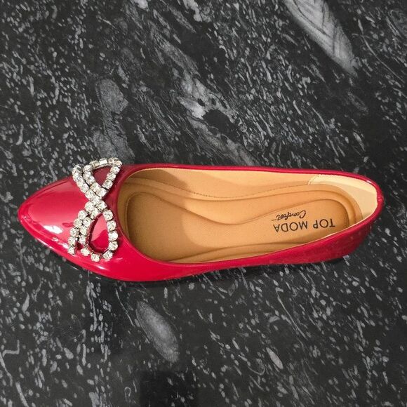 BRAND NEW TOP MODA COMFORT  with  RHINESTONE BOW WOMEN  FLAT R3 - Picture 13 of 15